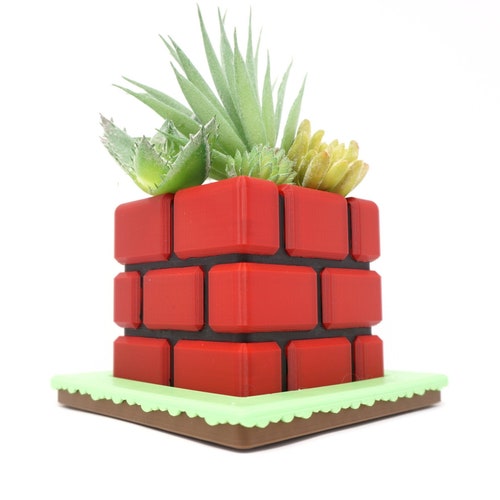 Super Mario Bros Brick Block Planter| Flower Pot | Super Mario Planter | Office Decor | Home Decor