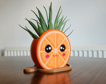 Kawaii Orange Flower Pot - Small and Large sizes with water tray
