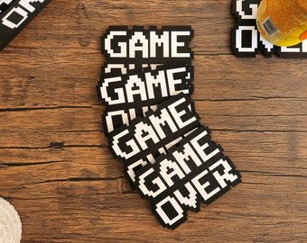 Sottobicchieri Game Over / Set di 4/6/8 / Sottobicchieri / Regalo di gioco