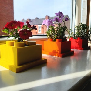 Building Blocks Flower Pots Multiple Colours Stackable Planters Gift for Plant Lovers