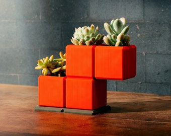 Tetro Garden Flower Pots - Retro-Inspired Gaming Decor for Indoors and Office