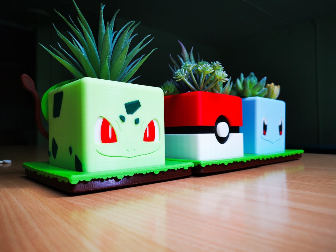 Pokemon Planter Set II Flower Pot Pokemon Planter Office Etsy