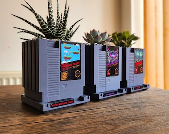 Retro Game Cartridge Flower Pots Planters Desk Organiser Office Decor Home Decor Customizable