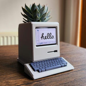 Macintosh Planter Flower Pot Desk Organiser Office Decor Home Decor Customizable Screen