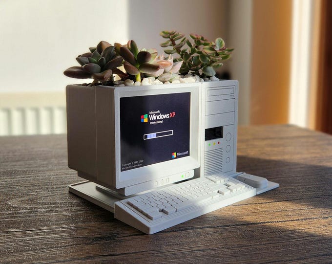 Anpassbare Retro PC Pflanzer Blumentopf Schreibtisch Organizer Büro Dekor Wohnkultur