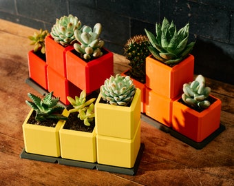 Tetro Garden Flower Pots (Set of 3): Retro Gaming Decor