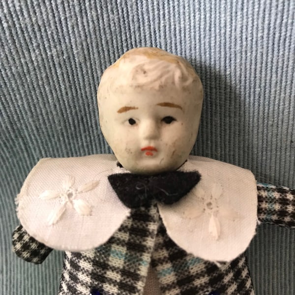 Antique Maruyama Toki Bisque Miniature Bisque shoulder head Dolls House Doll 5”