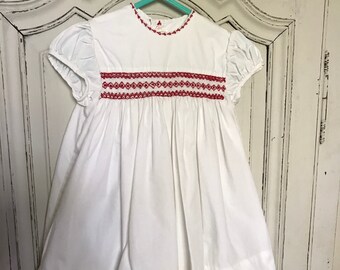 Pure white smocked baby frock, short sleeves, excellent condition, suit baby or doll, TV/Film Props