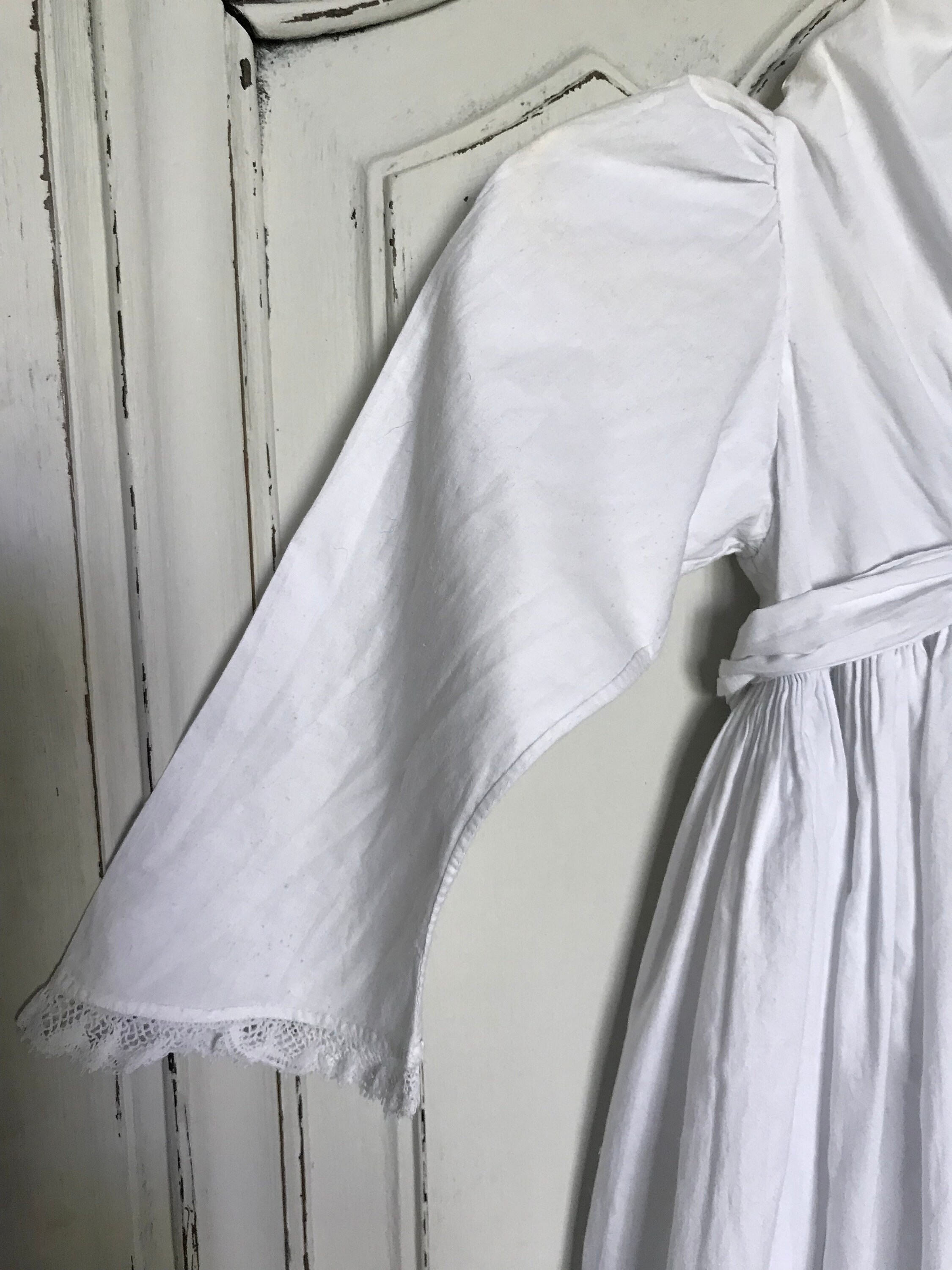 Elegant Victorian Babies Nightgown, Very Full Skirt, Sash Ties, Antique