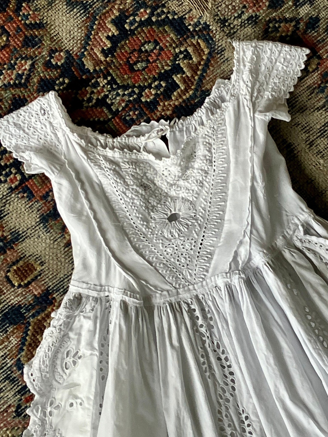 Victorian Baptism Christening Gown, Lace and Deep Robings, Hand