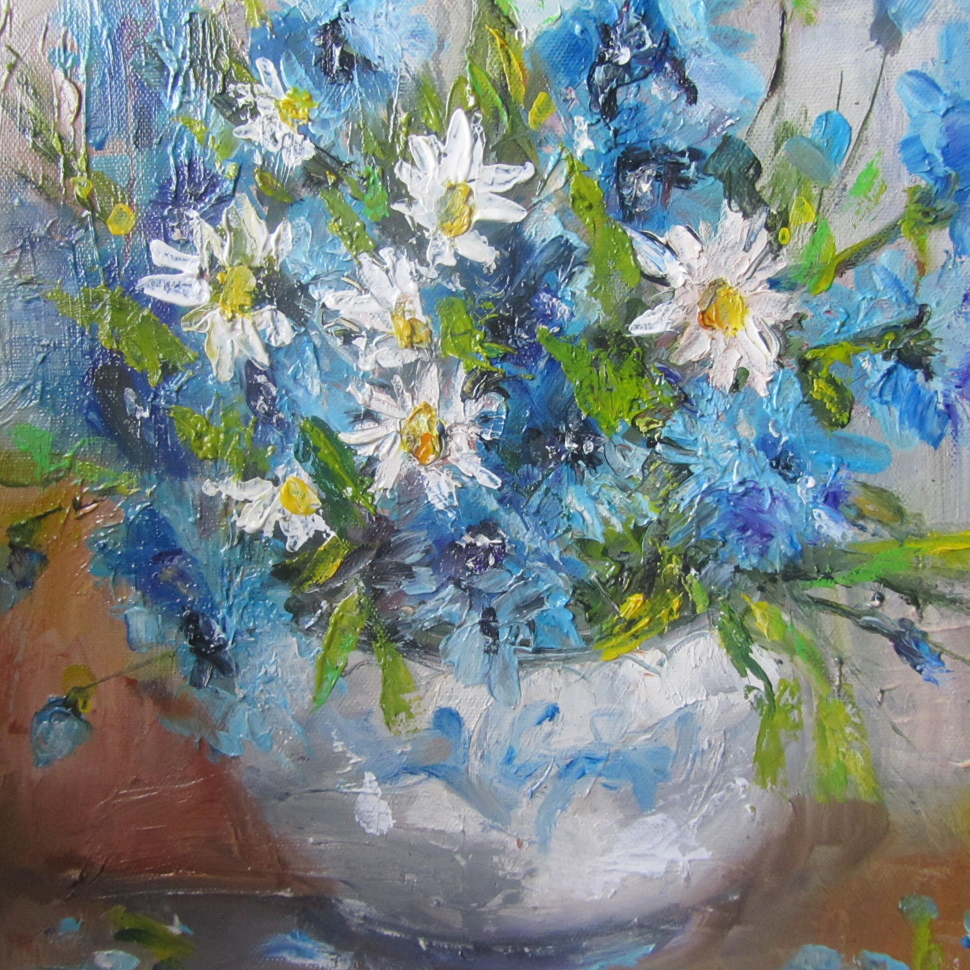 Cornflower Oil Painting Original Art Gift for Her Etsy