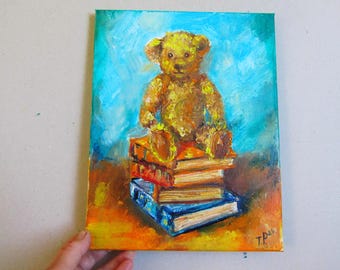 絵画「テディベア」/アートコレクション/油絵/絵画/手作り/絵画