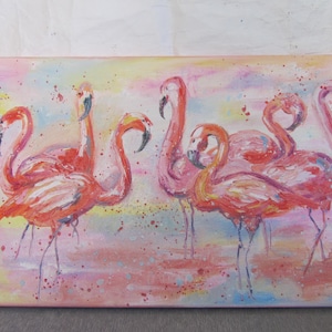 Pink Flamingo oil  painting Flamingo oil artwork Animal oil painting Colorful flamingo artwork Original pink flamingo Wall artwork