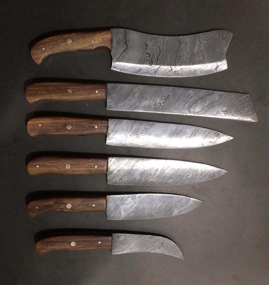 Professional Kitchen Knives Custom Made Damascus Steel 6 Pcs Etsy