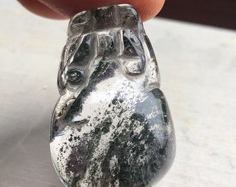 Garden quartz,crystal Pixiu pendant, lodolite crystal,pixiu,millionaire secret-crystal jewelry,guardian,pixiu antler, money bag