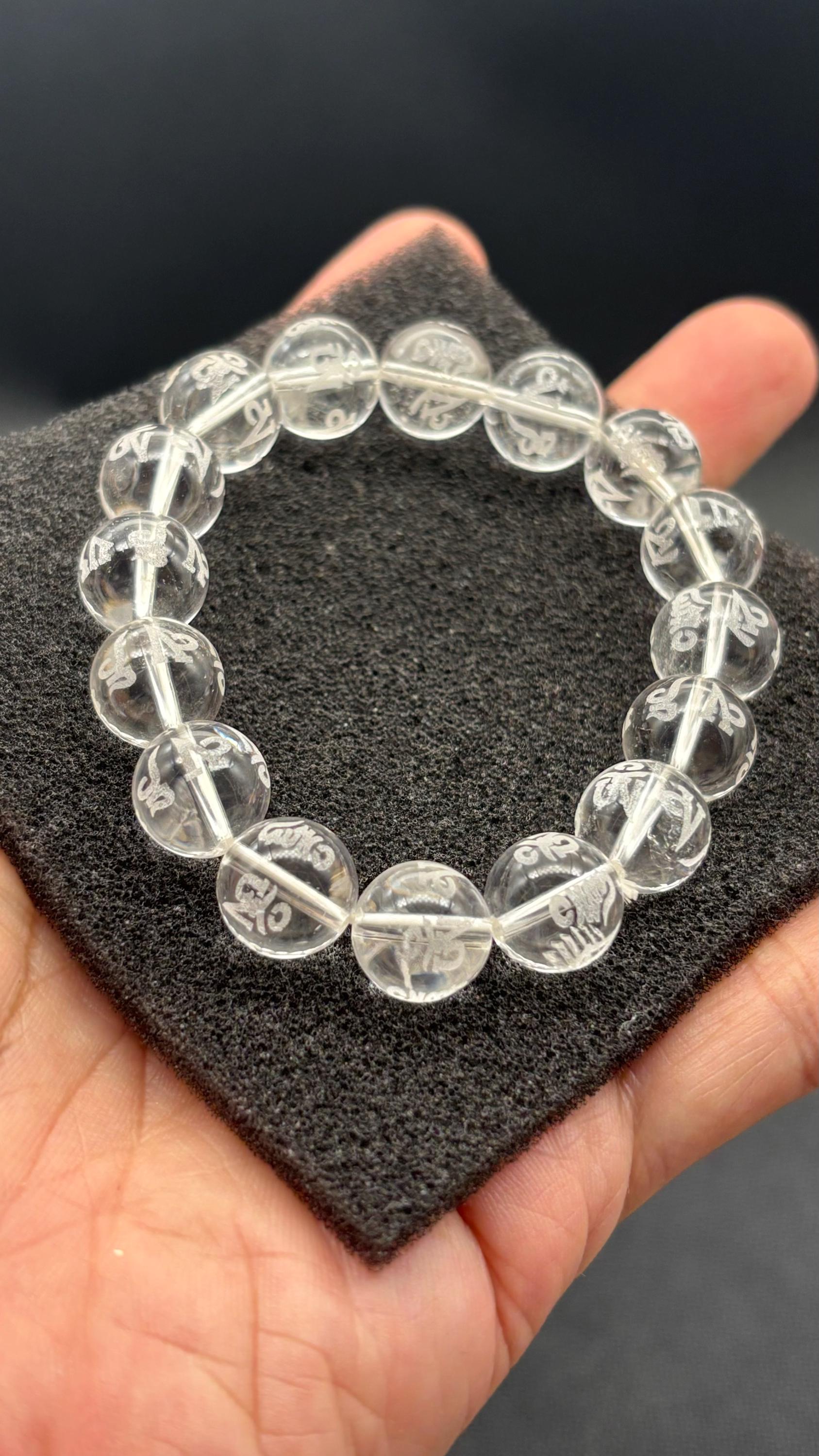 Mantra Bead,bracelet,crystal Bracelet,6 Word Mantra,clear Quartz
