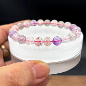 Certified,9mm,super seven bracelet,super 7 crystal ,red lepidocrocite,super 7 jewelery,sacred stone,charm,,gift for her