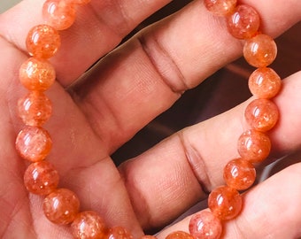 Pulsera de piedra solar premium, piedra solar, pulsera - piedra curativa, amuleto de la suerte, piedra de la felicidad, aventurecena, regalo para ella,