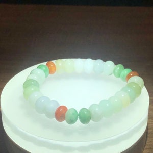 9mm,Jadeite jade bracelet,red,yellow,green flower,jade Jewelry,Burmese jade,wealth,certified,gift for her,gift for him,heavenstone