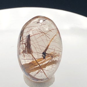 Rare coffee plated rutile crystal quartz pendant,Crystal jewelry, with lodolite inclusion Holiday gift JXCrystal