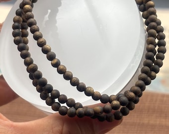 Aged Old-Growth Hainan QiNan Agarwood | 99 sink,Kynam oud wood Bracelet & Long Necklace for Meditation, Yoga