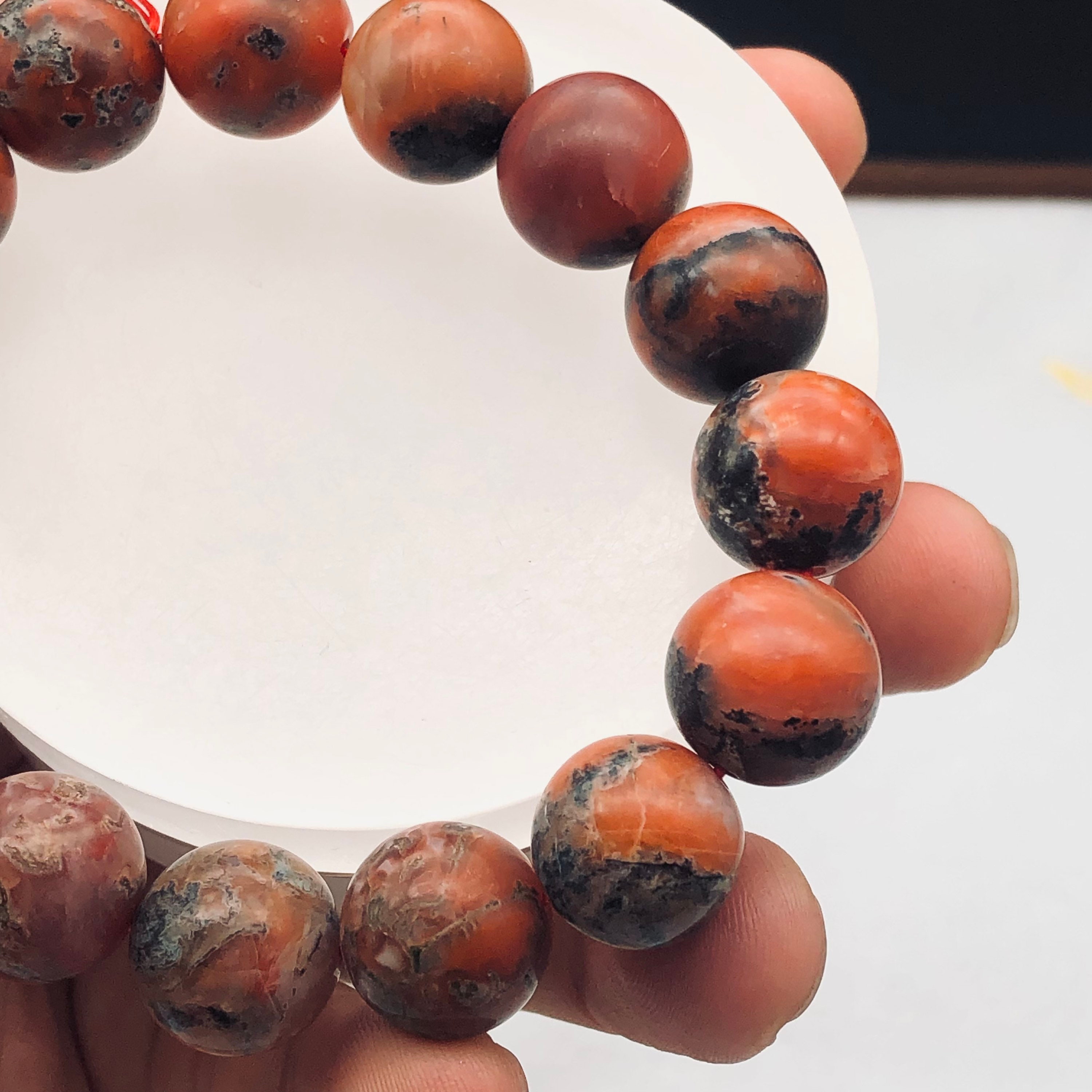 15mm-raw Skin, Southern Red Agate Bracelet ,baoshan Nan Hong