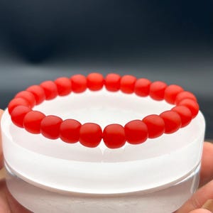 Baoshan Nanhong Agate Bracelet - 8.3mm,Matt finish,Collector colour, traditional bead,Red south agate jewelry,for Prosperity & Grounding