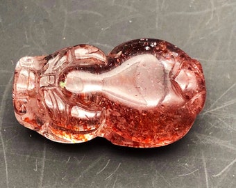 Red Super Seven Crystal Pixiu Pendant - premium Grade 36.5ct, Feng Shui Wealth, Intuition & Chakra Stone