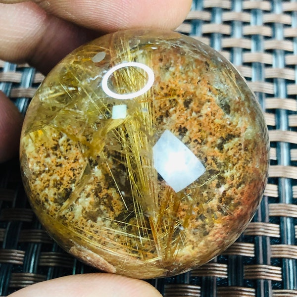 Rara sfera di lodolite e quarzo rutilato, sfera di cristallo di quarzo da giardino, ciotola della ricchezza, compagno di meditazione, aura personale, feng shui per ufficio e casa.