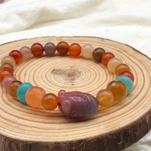 Unique,Yan yuan agate bracelet, gold fish bead,prosperity,bracelet for her, fortune prosperity,gift for her