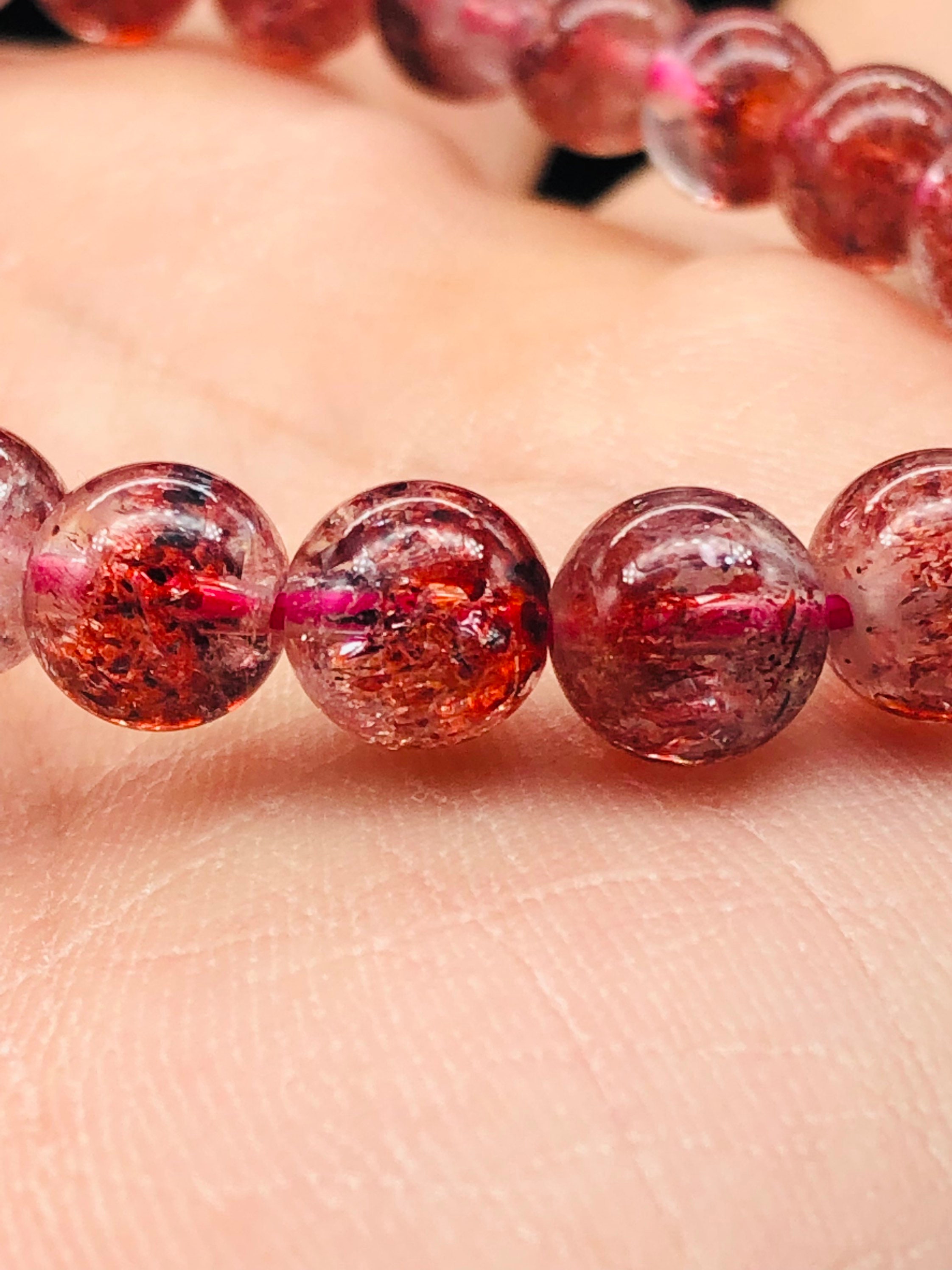 Premium-red Super Seven Bracelet,super 7 Crystal Bracelet