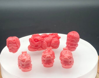 Rare pink coral Pixiu pendant,dragon crystal fire Element, fengshui,career,protect, gift ideas JXCrystal
