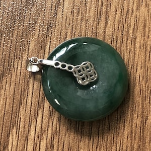 Certified ,Donut jade pendant,dark green with yang green flower,Jadeite jade,Burmese Jadeite, jewelry,pendant,gift for her him