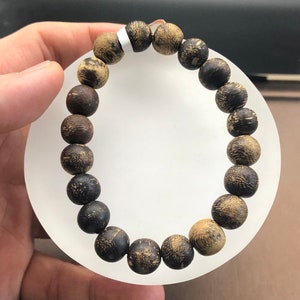 9.7mm Premium Authentic Agarwood Sandalwood Bracelet – Yoga Meditation Prayer Beads for Wellness, Sleep, Good Luck