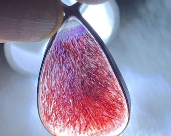 Super Seven Anhänger,Rot Super 7,Kräftiger Klangstein,Kristallschmuck,Charm,Chakra aktivieren, Geschenk für Sie,Sammler Qualität