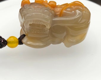 Pixiu jade pendant, Huang long yu pixiu pendant-wealth stone,Pixiu charm pendant , fengshui Pixiu pendant- gift for him her,protect,