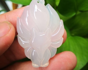 Neunschwänziger Fuchsengel Chalcedon Anhänger| glücksbringer, wunschstein, anziehungskraft, weihnachtsgeschenkideen JXCrystal
