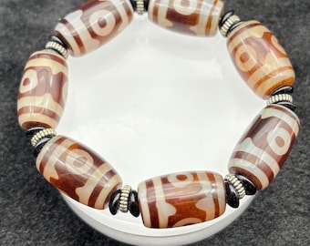 Certified,dzi bead,bracelet -Tibetan bead ,agate bracelet ,3 eye,dzi bead bracelet,wealth,crystal healing, men jewelry
