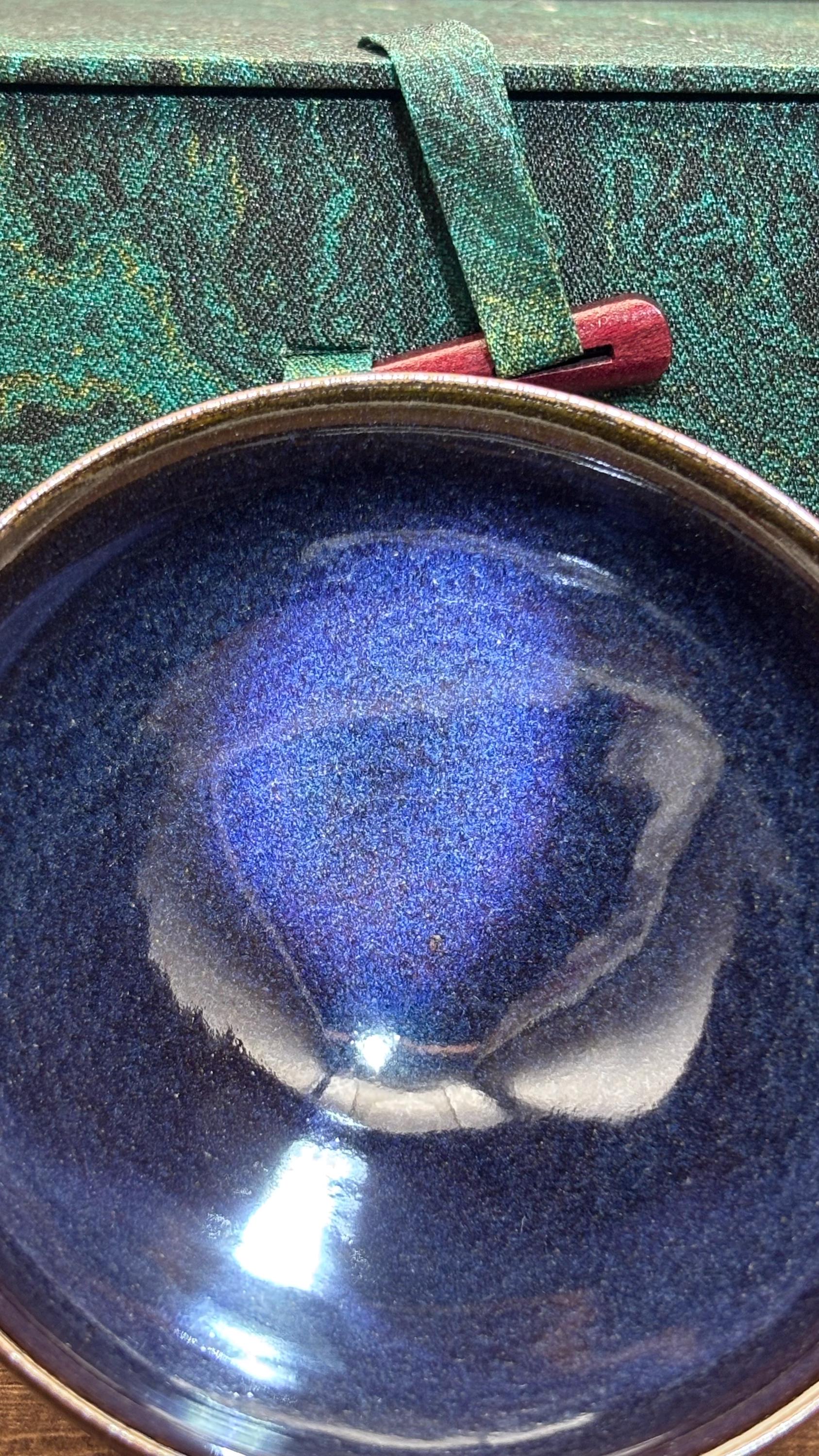 星空海景展カップ – 手作り天目茶碗 – 魏敏潔師匠 – 希少な青釉