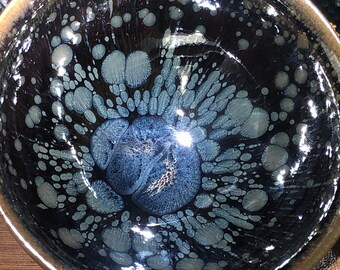 星空海景展カップ – 手作り天目茶碗 – 魏敏潔師匠 – 希少な青釉