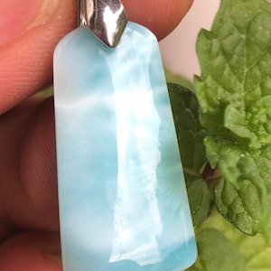 Larimar pendant from Dominican Republic, larimar stone pendant ,larimar gemstone pendant -larimar cabochon charm necklace