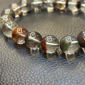 Garden quartz bracelet,green phantom quartz,lodolite bracelet,half treasure bowl, crystal jewelry,gift for her him,11mm