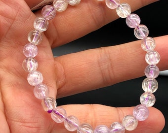 Premium Kunzite Bracelet | 6.6-6.7mm Gemmy  Cat Eye Effect,Heart Chakra Jewelry for Love,Peace & Divine Energy,Gift for her