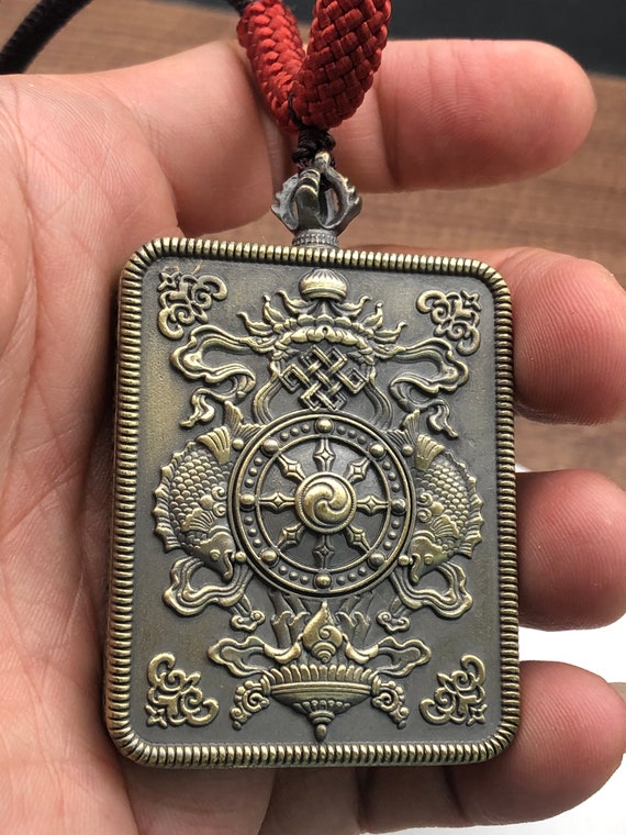Handmade Tibetan Wealth God Zhaji Lhamo Thangka Pendant