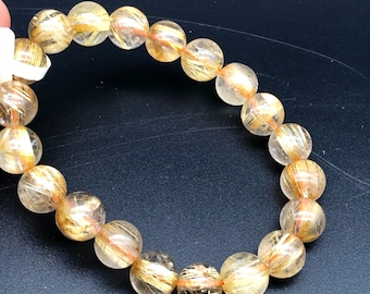 10 mm,Collector,Golden Rutiled Armband,rutil überzogen,rutil überzogen,rutil Armband,Kristall Schmuck,Reichtum,Heilstein,glattes Haar,Geschenk für Sie