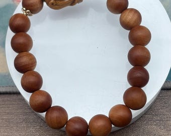 Premium aged sandalwood bracelet for wealth charm 10mm mala bead , spiritual charm, connection,meditation use,