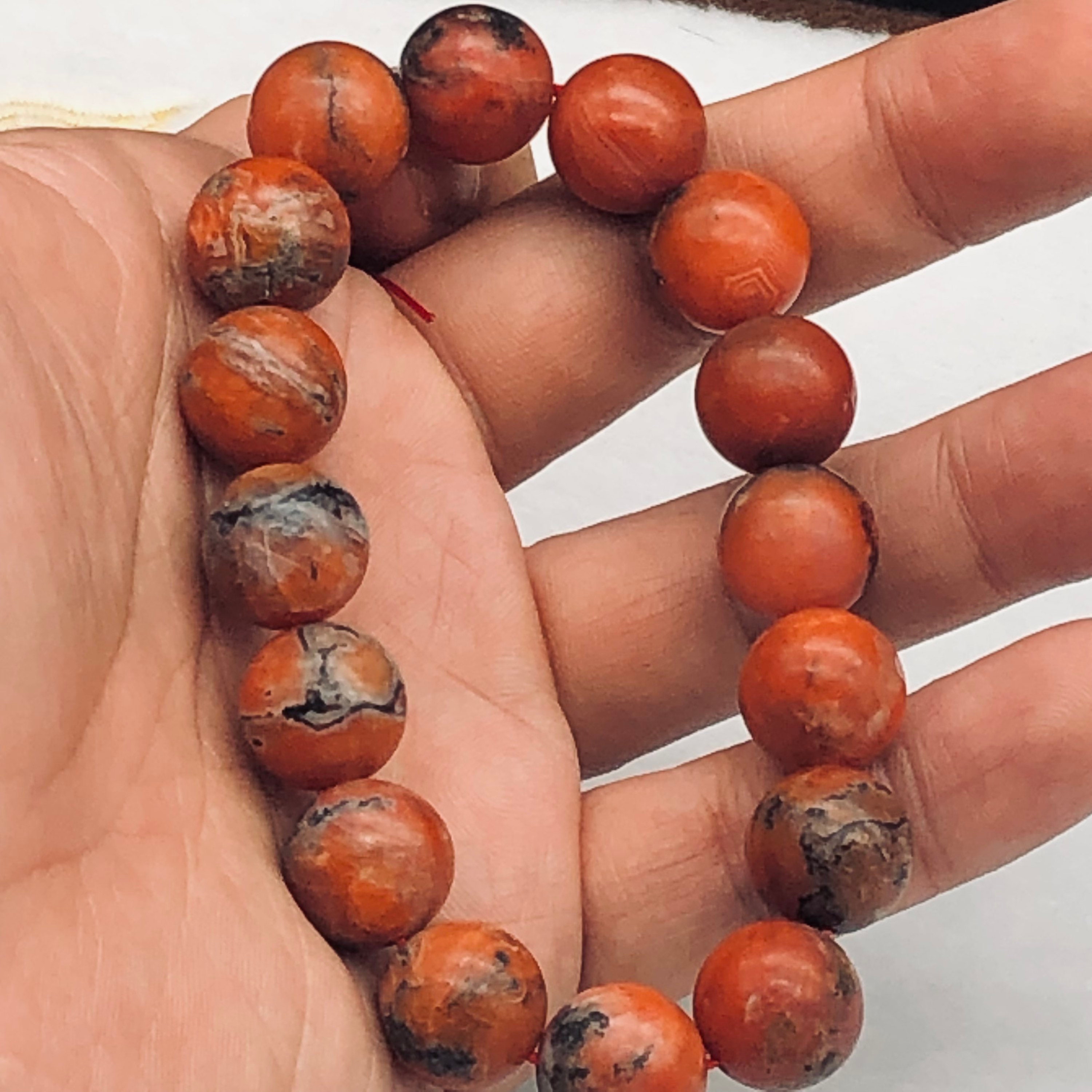 13mm-red south agate bracelet,baoshan agate bracelet,raw skin,aged baojiang,promote luck,prosperity,agate Crystal jewelry gift for him