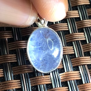 Brasilien Dumorterit kristall anhänger, silber wrap blau rutilquarz, kristall schmuck, charme stein, hals chakra stein, geschenk für sie und ihn