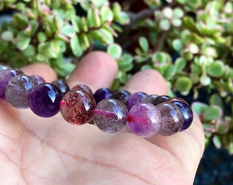 Lab Certified natural Super seven crystal bracelet,black currant,collector,chakra healing jewelry,melody stone,jewelry,intuition,chakra