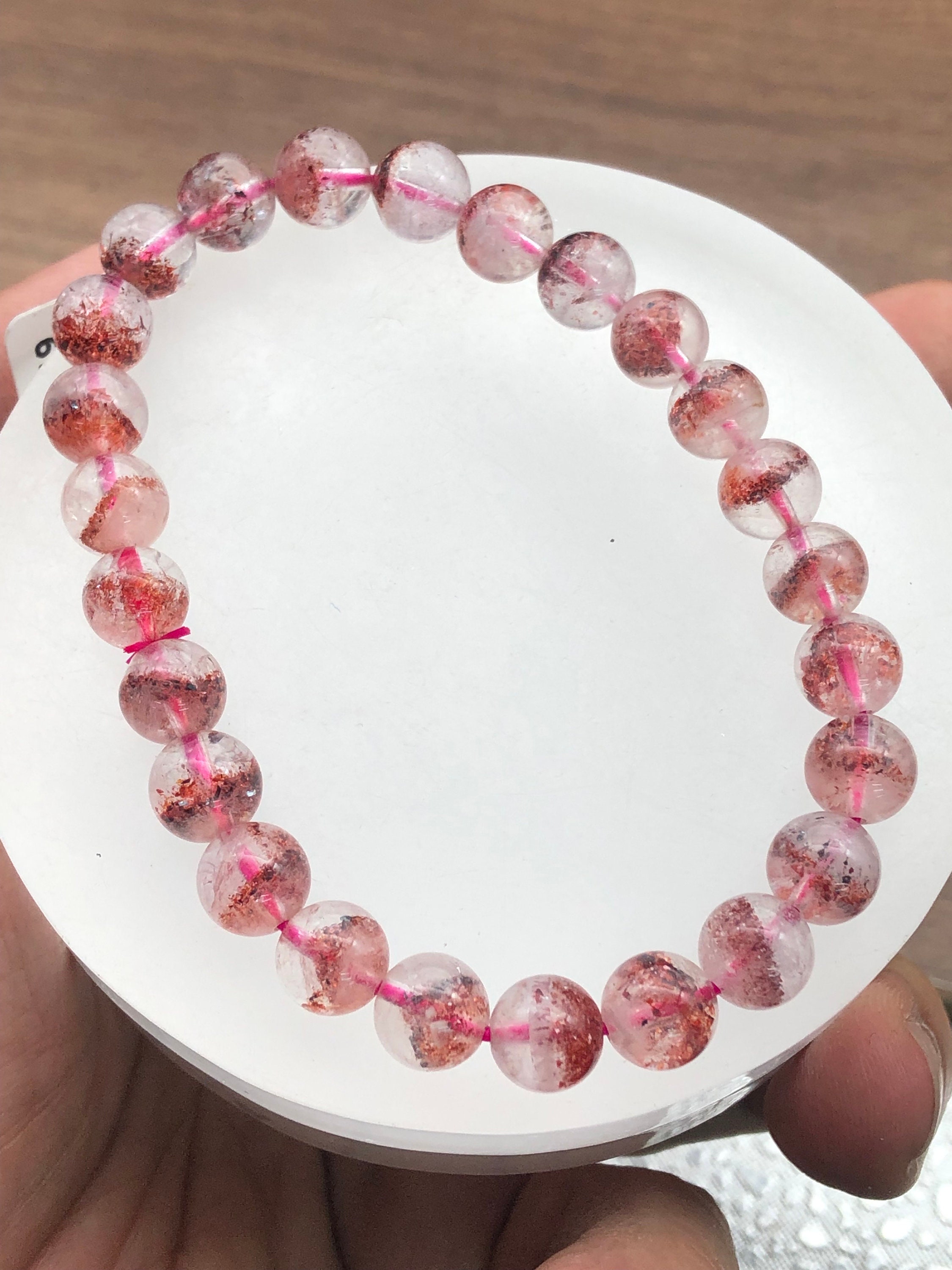 SWEETLIMEJUICE ピンククリスタル リーフブレスレット Premium Red,super Seven Bracelet,super 7 Crystal,lab Certified